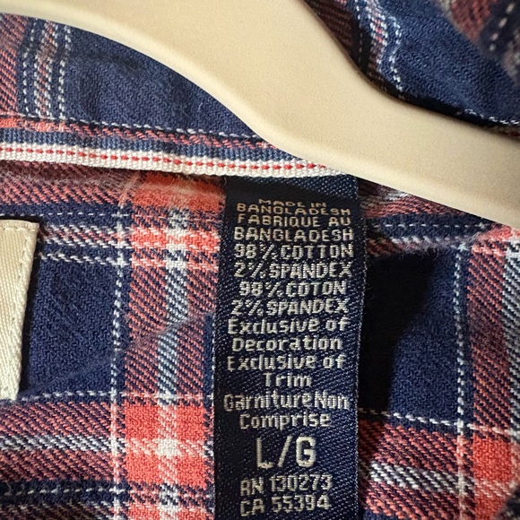 Wrangler Men's Blue & Salmon Plaid Shirt size L - Picture 7 of 12